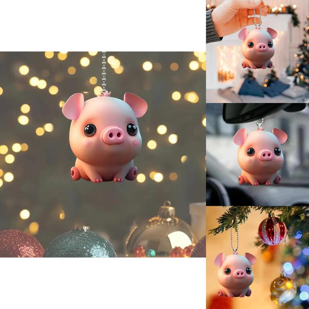 Cute Pig Acrylic Keychain Car Interior Decoration Pendant For Backpack Festive Gift
