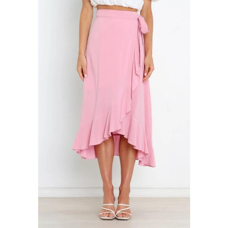 Summer fashion new all-match women's skirt, one-piece lace-up irregular ladies elegant skirt