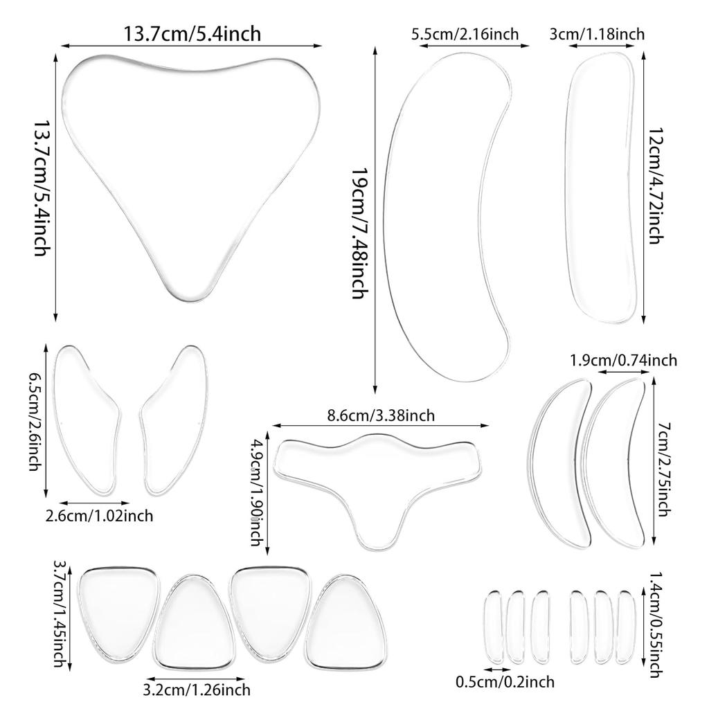 18 PCS Wrinkle Patches, Neck Forehead Face Mask Forehead Neck Fine Line Pads Reusable Silicone Patches Anti-Aging Tightening Pad for Women Beauty