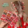 10Pcs/Set Kids Girls Christmas Hair Ties Cute Santa Claus & Reindeer Design Festive Hair Accessories Holiday Parties Decorations