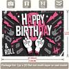 2D Printed Pink Black Rock Birthday Backdrop for Party Photoshoot