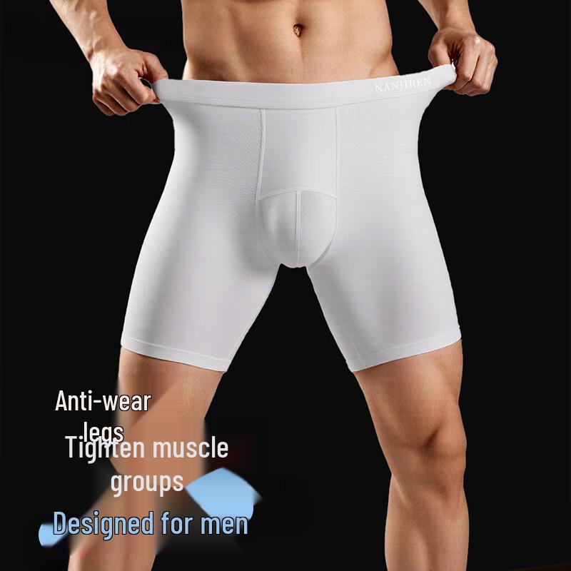 Nanjiren Men's Extended Anti-Chafing Antibacterial Boxer Briefs 2-Pack