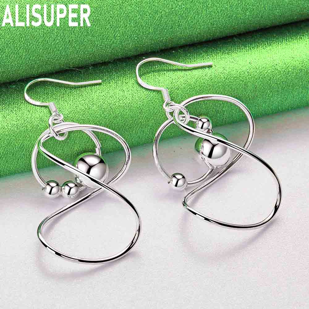 925 Sterling Silver Intricately Designed Wrapped Bead Earrings - Exquisite Evening Jewelry