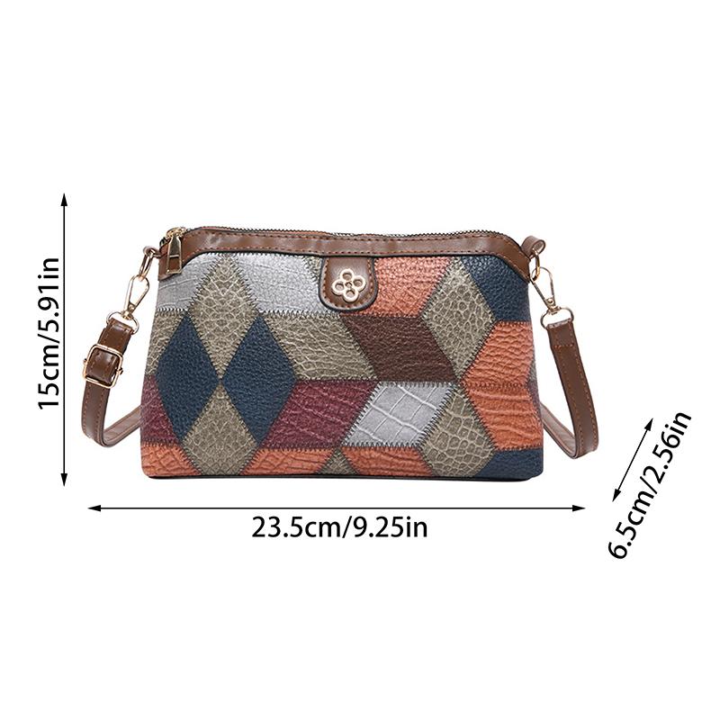 Ethnic Style Shoulder Bag Boho Vintage Splicing Color Shoulder Bag Phone Bags Versatile Commuter Bag Women Gifts