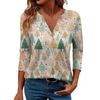 Women's Casual Fashionable Sexy Comfortable V-Neck Christmas Three-Quarter Sleeve Top