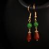 Ming & Song Style Red Agate Cloisonné Enamel Dangle Earrings - Original Chinese Design, Perfect for Ma Mian Skirt Accessories