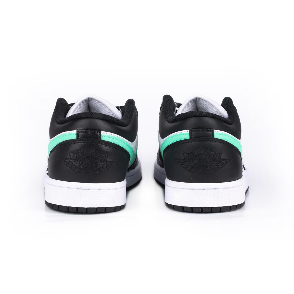 Jordan Air Jordan 1 Abrasion Resistant Breathable Low Top Vintage Basketball Shoes Men's Black White Green 553558-131(Team444-)