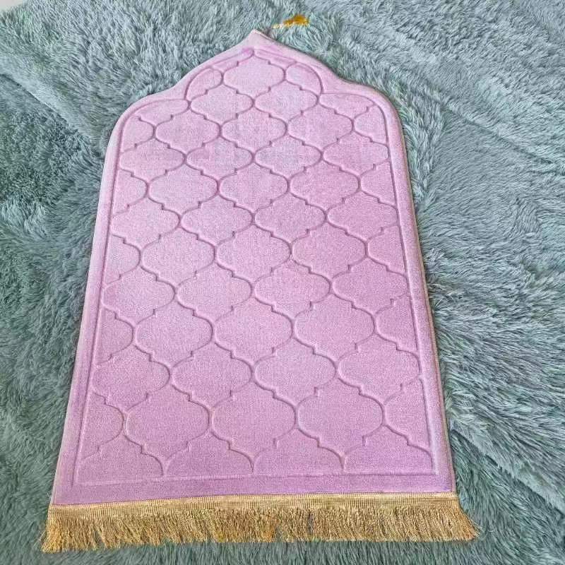 

Solid Color Fashion Casual Carpet Living Room Blessing Flannel Floor Mat Special-shaped Prayer Embossed Mat 65X110Cm