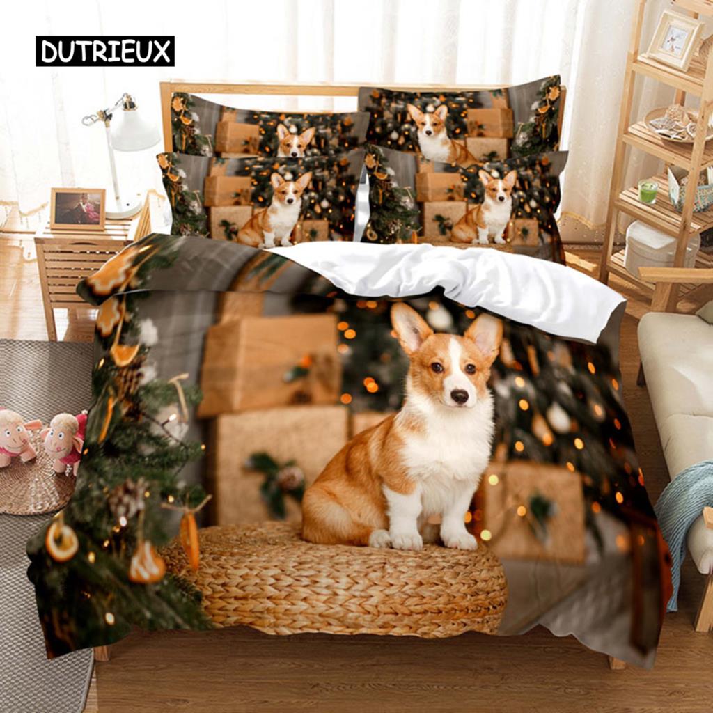 Noel Yatak Takımı Nevresim Polyester Yorgan Kılıfı Yastık Kılıfı 3D Queen King Çift Full İkiz Tek 3 Parça 2 Parça Yatak Odası