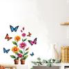 Self-adhesive Creative Colorful Butterflies Flowers Potted Plant Wall Stickers for Living Room TV Bedroom Headboard Home Decor