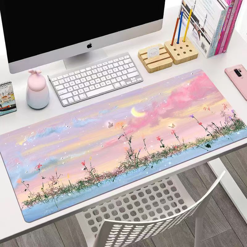 Cartoon Illustratie Muismat Oversized Schattig Meisje Slaapkamer Computer Tafelmat Grote Toetsenbordmat
