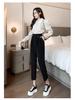 Radish Women's High Waist Cigarette Leg Cropped Pants - Korean Style Harem for Spring/Summer 2026