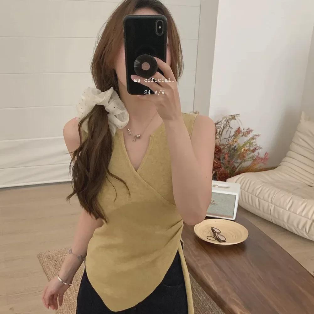 Irregular Ribbon V-Neck Camisole: Women's Chic Summer Slimming Top