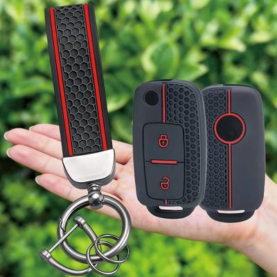 Keychain Silicone Car Key Case For VW T5 Polo Passat Volkswagen Golf 4 5 6 Caravelle Skoda Fabia Octavia Ligier JS Seat Toledo