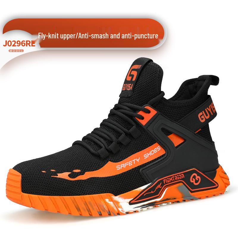 Men's Steel Toe Safety Shoes: Anti-Smash, Anti-Puncture, Fly-Knit, Soft Sole, Comfortable, High-Top Work Boots