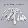 2pin 4Pin 5V USB 2.0 Power Supply Cable Female Male Jack Charging Extension Connector Wire white 0.3m 1m