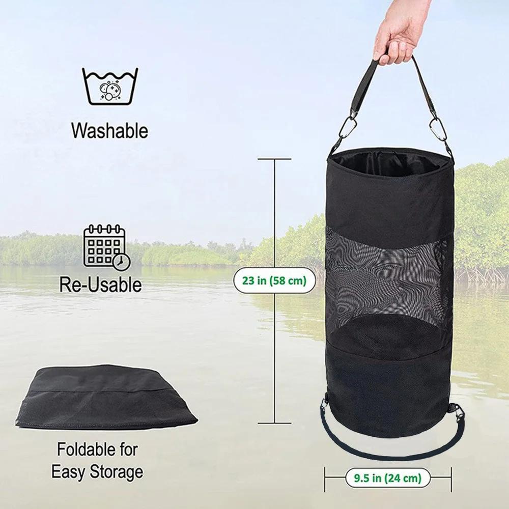 Storage Bag Mesh Large-Capacity with Hook Drawstring Hanging Clothespin Bag for Storing Clothes Peg Socks and Toys