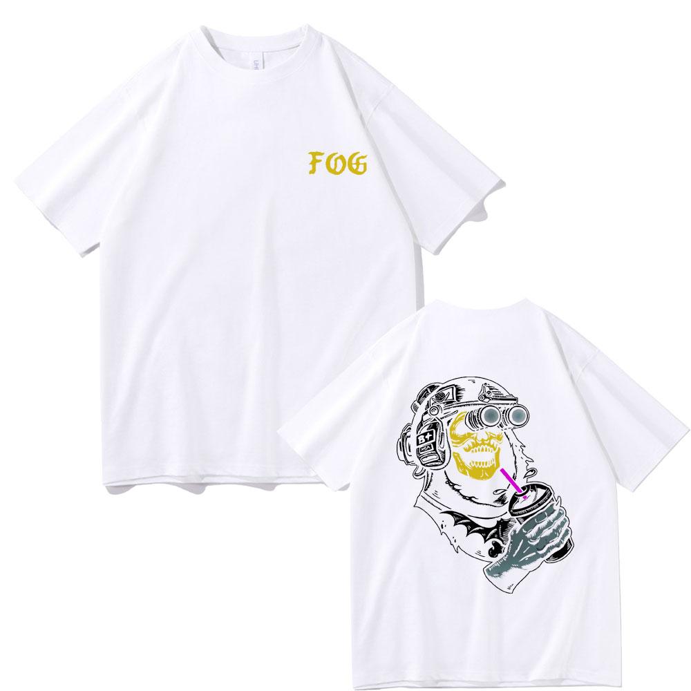 Forward Observations Group T-Shirt Gothic Skelett Grafikdruck T-Shirt Herrenmode Schwarze T-Shirts Männlich Vinatge Kurzarm