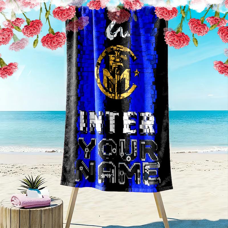 Name Custom INTER Print Beach Towel, Large Soft Quick Dry Towel for Beach Camping Swimming