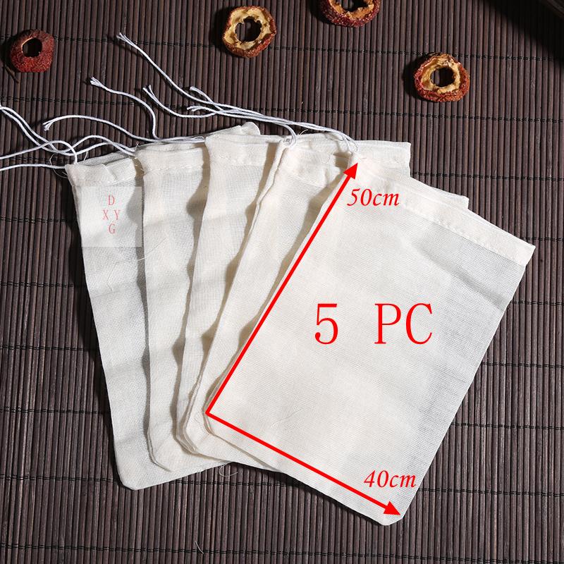 5 Pc 100% Cotton Cloth Bag Spice Strainer Mesh Filter Herbal Ball Kitchen Cooking Tools Colander Bag
