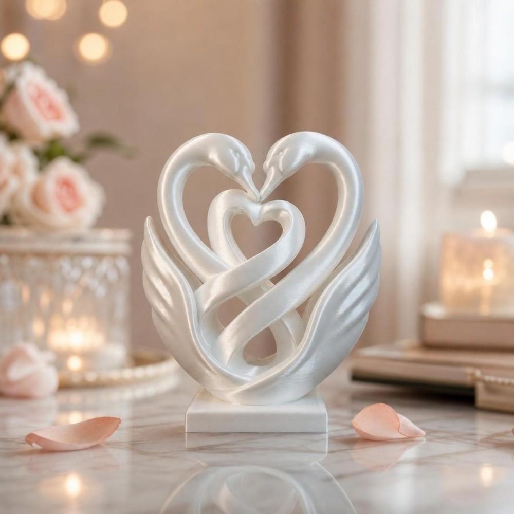 Home Decoration Swan Ornaments 3D Printed Swan Statue Ideal Gift Hollow Heart Models Bedroom