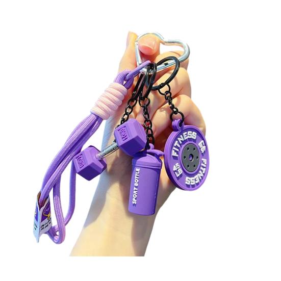 

Брелок-підвіска Дизайн у спортивному стилі Чоловічий брелок для спортзалу з гантелями гирями фітнес-млинцями спортивний тримач для ключів фіолетовий