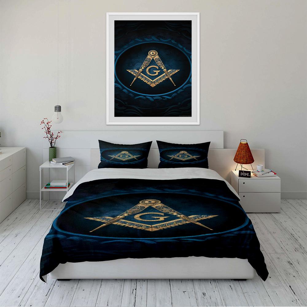 Masonic Symbol Design Bedding Set Bedding set (1 duvet cover, 2 pillowcases, duvet not included)