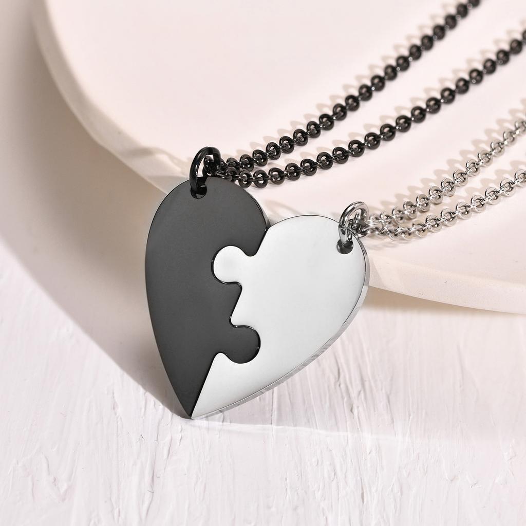 Custom Engrave BFF Friendship Necklaces for 2 Best Friends Gifts, Couple Heart Love Forever Pendant Female BFF Necklaces Set