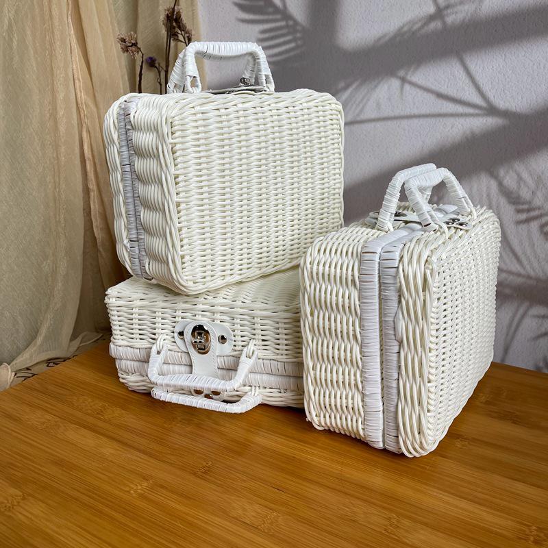 Large Rattan Handwoven Handbag for National Day, Mid-Autumn Festival, Wedding Souvenir, or Outdoor Photo Props