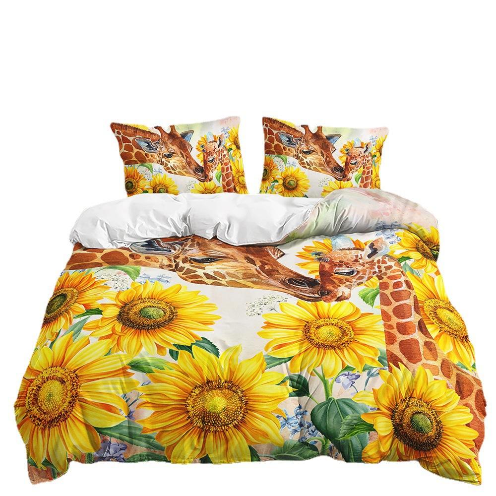 Three-Piece Idyllic Sunflower Quilt Set Two-Piece Bedding Set