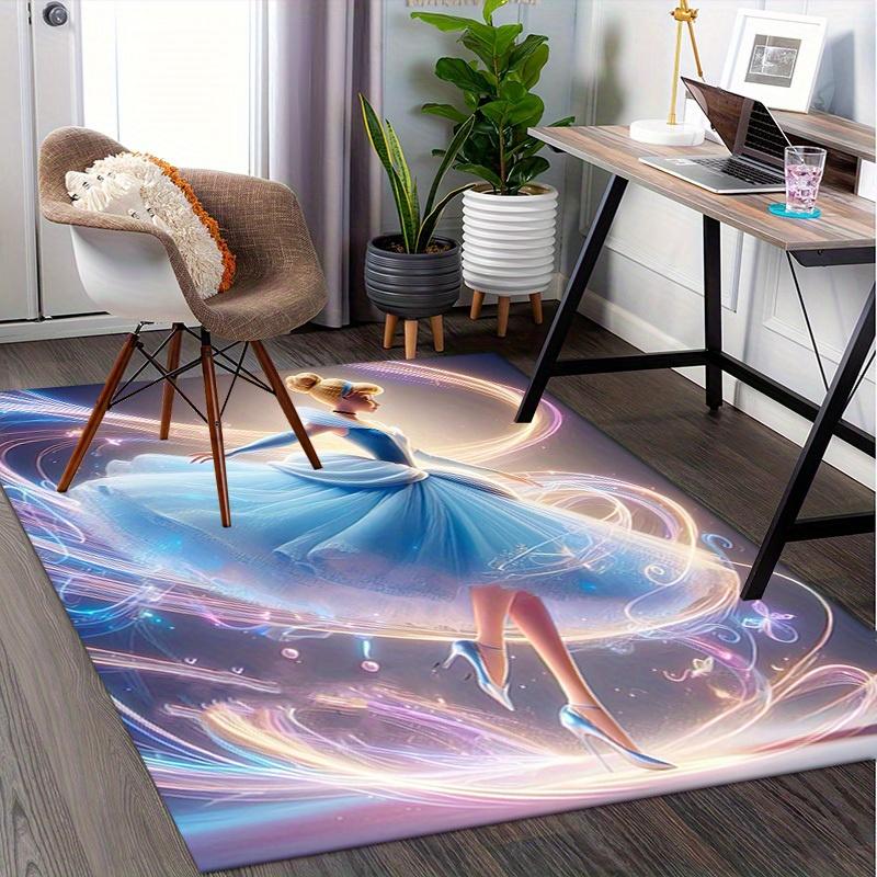 1pcOffice Carpet, Under Chair Rug, Gift for Home Decor, Elegant Princess Design with Sparkling Lights and Flowing Skirt