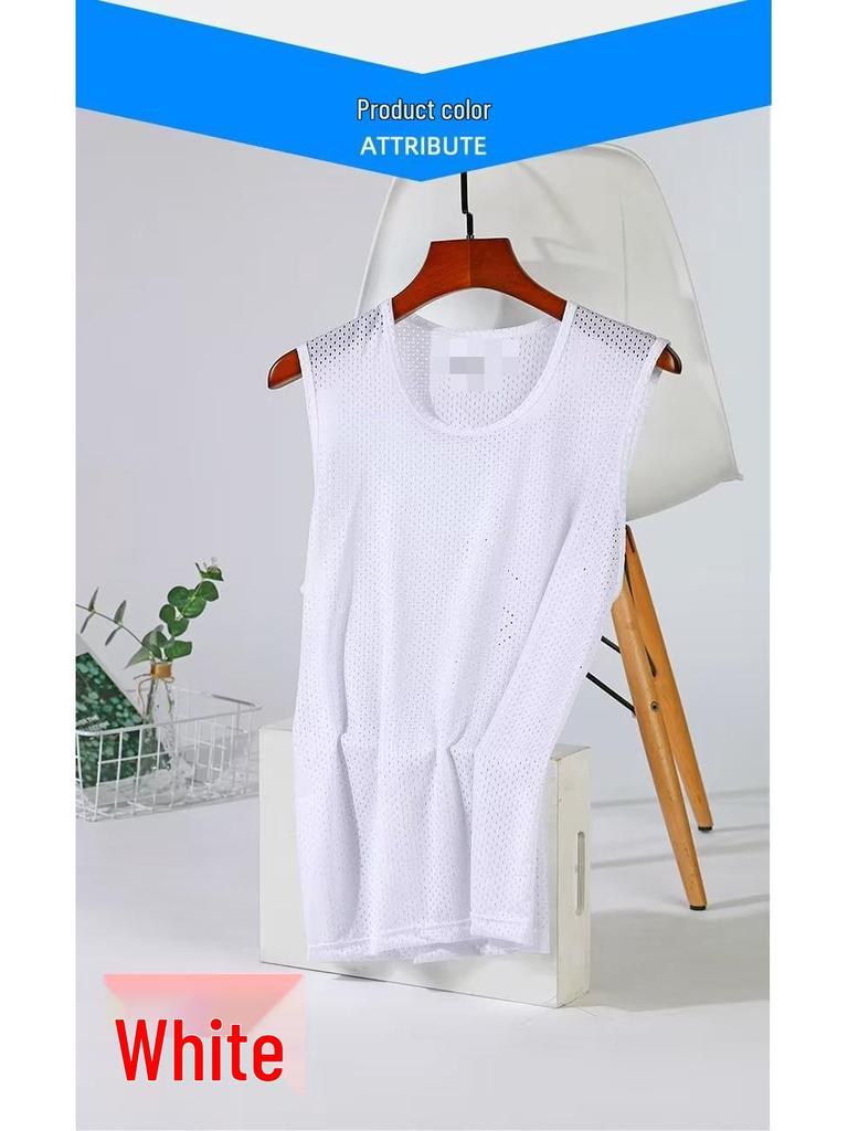 Men's Cool Mesh Ice Silk Slim Fit Summer Vest - Breathable Sports Fitness Tank Top