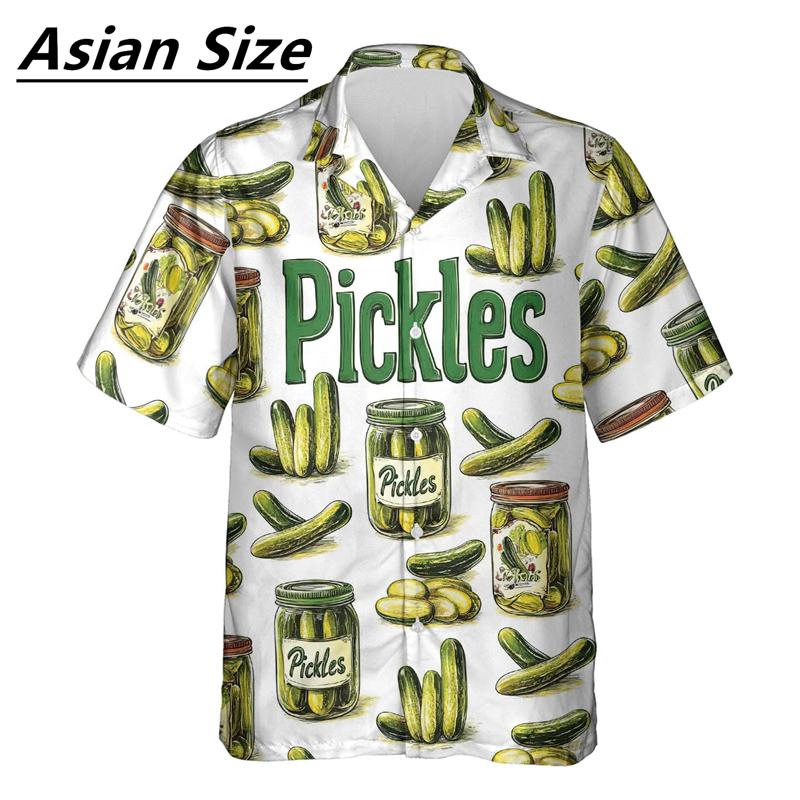 Lustiges Essiggurken-Muster Hemden Sommer Mode Kurzarm Persönlichkeit 3D Gedruckte Bluse Locker Streetwear Harajuku Hemd