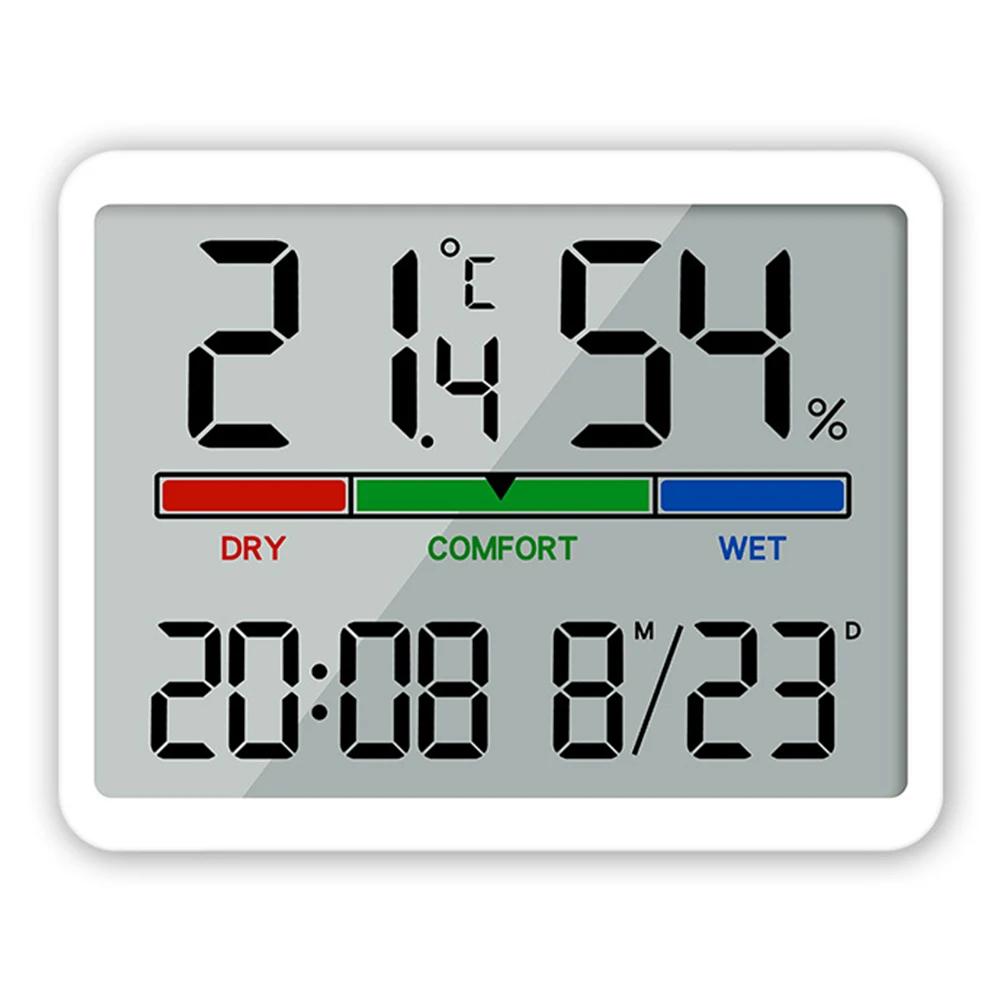 Slim Electronic Digital Clock Wall Mountable Magnetic LCD Small Alarm Clock Multi-function Temperature Humidity Electronic Clock