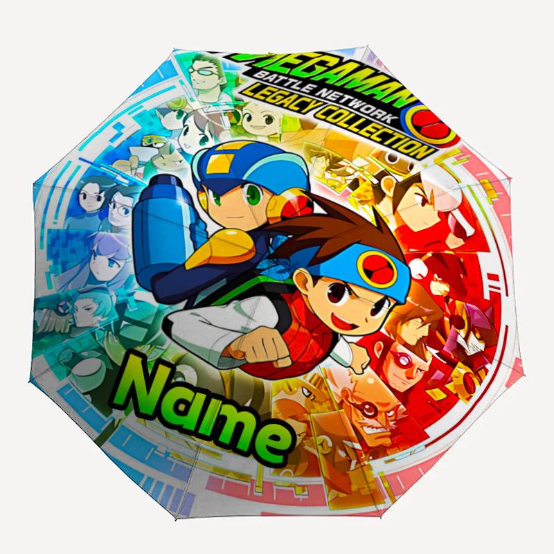 

1PC Megaman - Custom Name Automatic Folding Umbrella - Compact 8-Rib Design, Durable Plastic & Iron, Daily Use S0106017