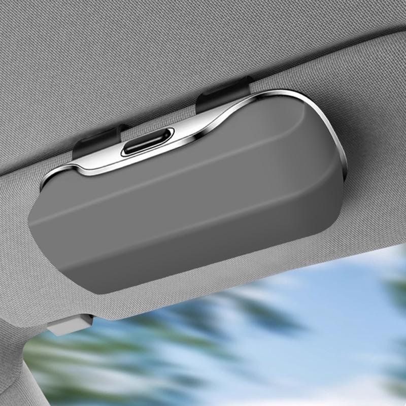Universal Clip-On Car Sunglasses Holder — Sun Visor Eyeglass Case, Soft-Lined, Anti-Scratch, Durable ABS, Fits All Vehicles