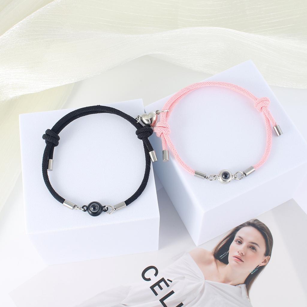 Heart Magnet 100 Languages I Love You Couple Bracelets Set Of 2 For Men Women Friendship Rope Jewelry