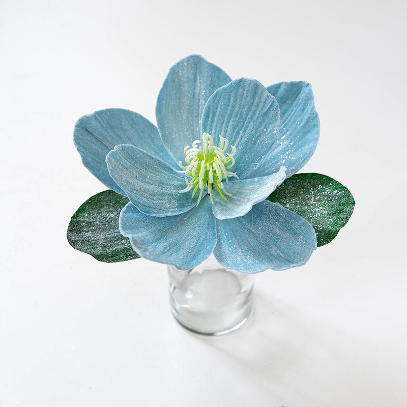 1PC Handmade Lotus Leaf Fabric Christmas Wreath Rattan Vine Christmas Garland with Faux Magnolia Blooms 25cm