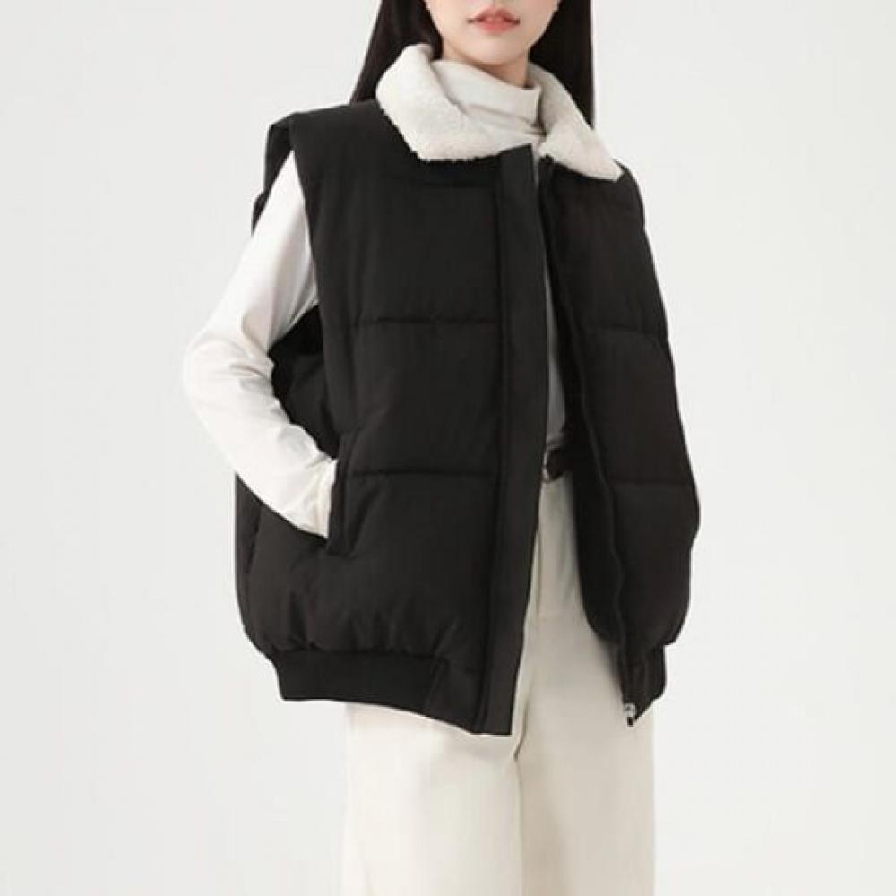 Navava Loose Fit Volume Solid Collar Padded Vest Nc451