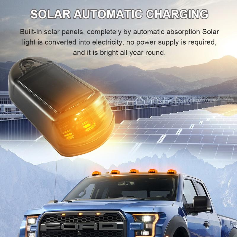 Kabellose Kabinenleuchten für LKW Solarkabinenleuchten Kein Bohren LED-Leuchten Gelbe Lampe Dachleuchten Kabinenmarkierungsleuchten für Universalauto