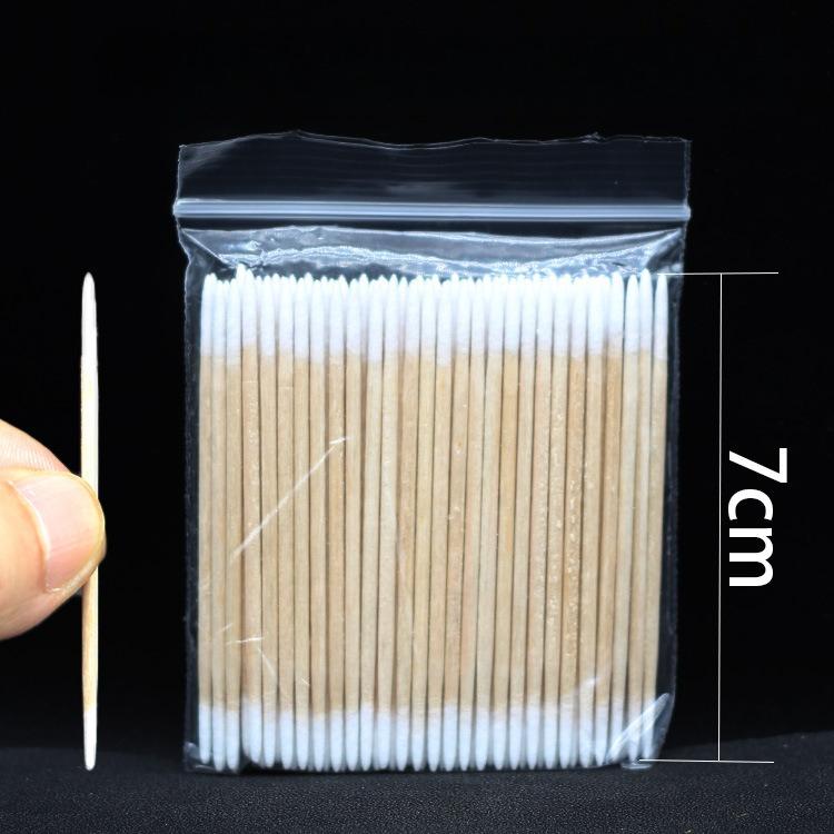 1 τσάντα Ξύλινα βαμβακερά μπουμπούκια Tips Μικρο βαμβακερές μπατονέτες μακιγιάζ Αυτιά Καθαριστικά ραβδιά καλλυντικά νύχια Εργαλεία επέκτασης βλεφαρίδων