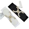 Elegant Women's Stretchy Wide Waist Belt With Rhinestone Embellishments For Dresses