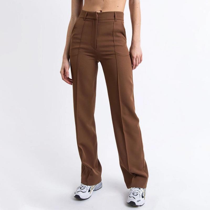 Commuter business casual pants spring and summer new solid color simple fashion straight wide-leg pants trousers slim-fitting women