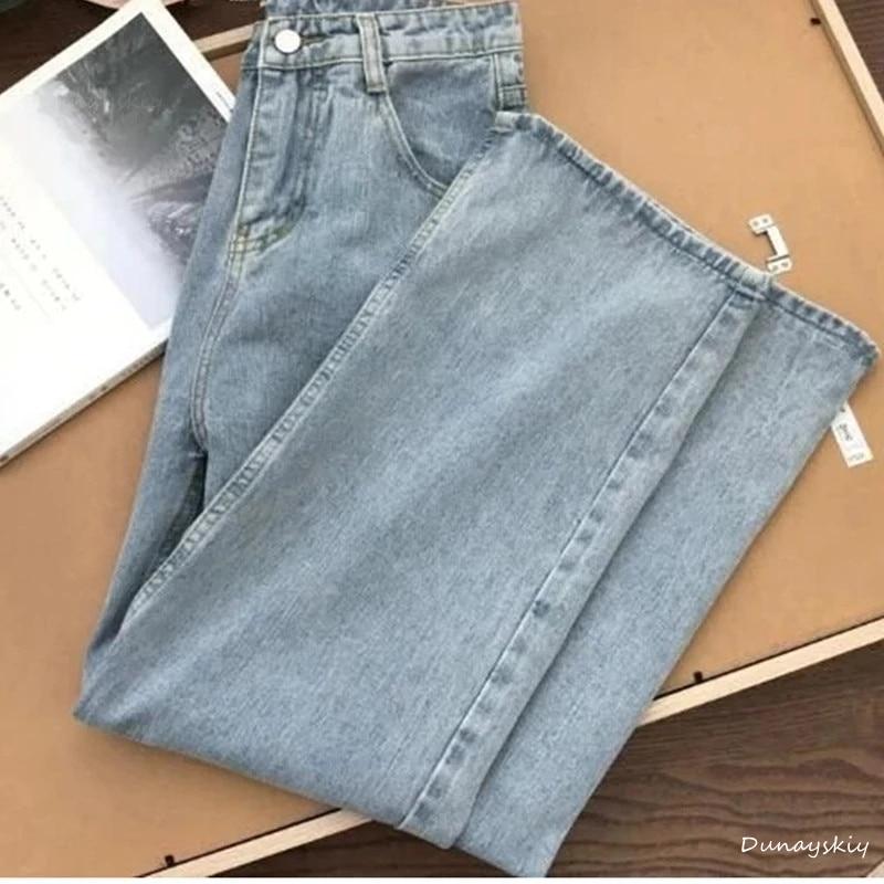 Women's High Waist Jeans Streetwear Women's Fashion Jeans Ladies Wide Leg Pants Long Pants