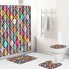 Retro Geometric Bathroom Four-Piece Waterproof Shower Curtain Bedroom Non-Slip Carpet Floor Mat Door Mat