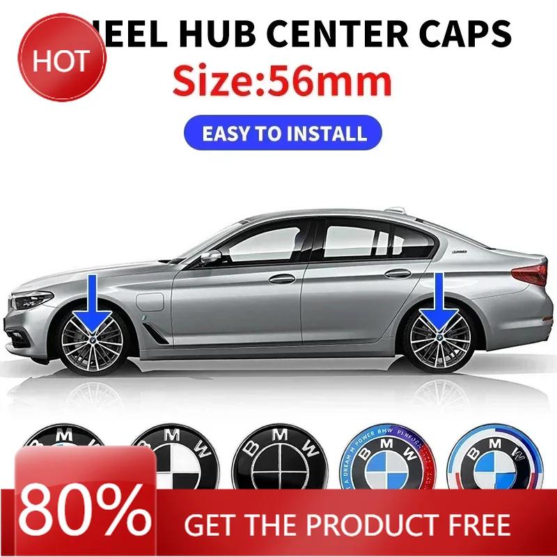 BAIS3 2025 Hot 4pcs 56mm Car Wheel Center Hub Cap Emblem Stickers Styling For BMW M Performance 1 3 5 7 Series X1 X2 X3 X4 X5 X6 X7 M3