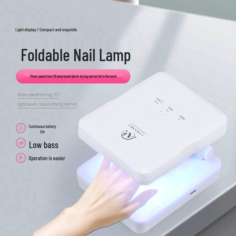 Portable Folding LED Manicure Lamp with Flip Cover – Quick-Drying, Smart Phototherapy for Nails, No Blackening Hands