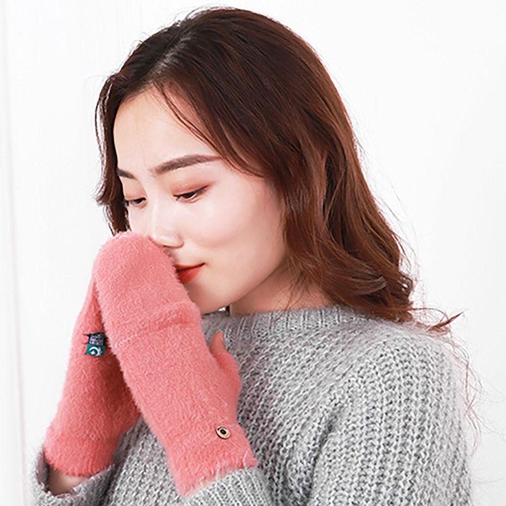 Plush Winter Gloves Screen Touchable Hand Warmer Fashion Glove Bracers  For Woman Girls
