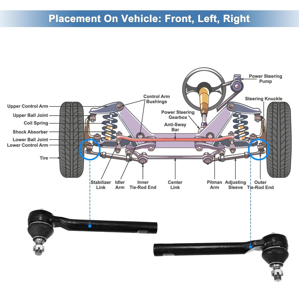 Uxcell Front Tie Rod End Links, Suspension Steering Tie Rod Ends, ES800224, for Honda Odyssey 2005-2010, 2 Pieces
