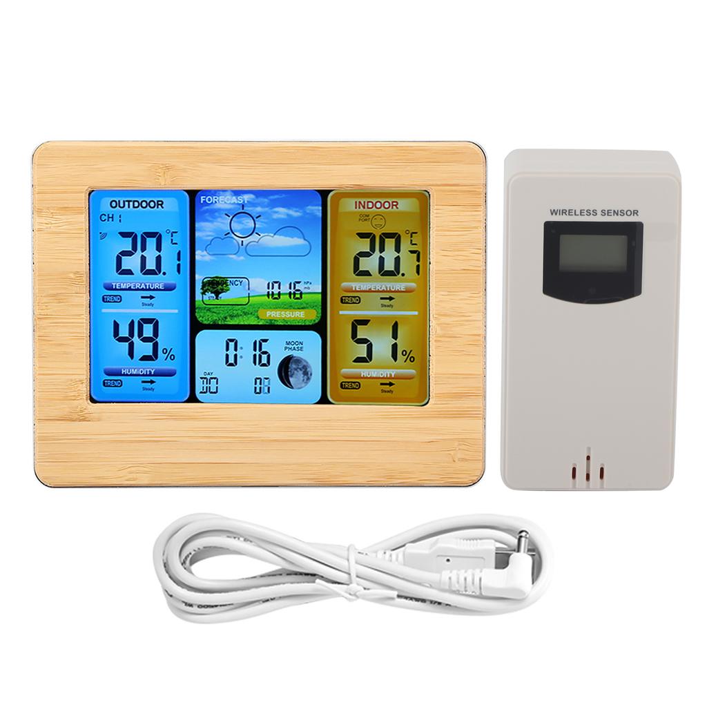 LCD Digital Wireless Weather Station Clock Thermometer Indoor&Outdoor Humidity